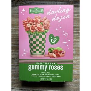 Maud Borup Darling Dozen Gummy Roses Kit Sour Red & Green Rose Shape 6oz Box